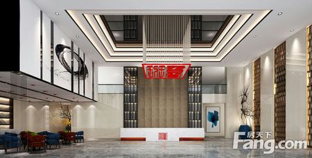 全案定制整裝服務平臺：魯班產業(yè)園一樓大廳設計效果圖
